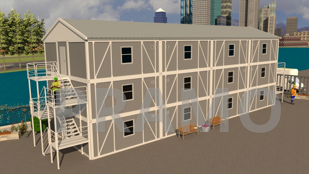 576 M2 ÜÇ KATLI KONTEYNER MÜHENDİS YATAKHANESİ